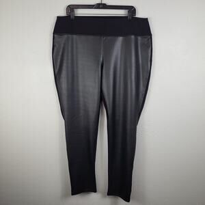 APT.9 Womens Black Faux Leather Elastic Waist Compression Leggings Size‎ XXL